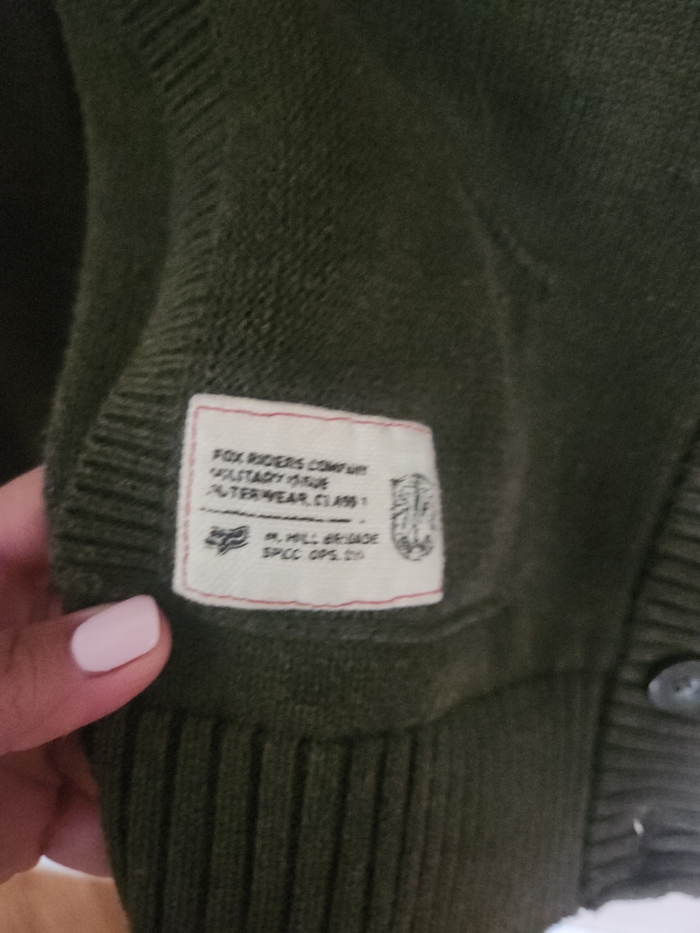 Fox Olive Green Ribbed Button-Up Cardigan - Picture 4 of 6